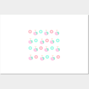 Donut Puppy Pattern Posters and Art